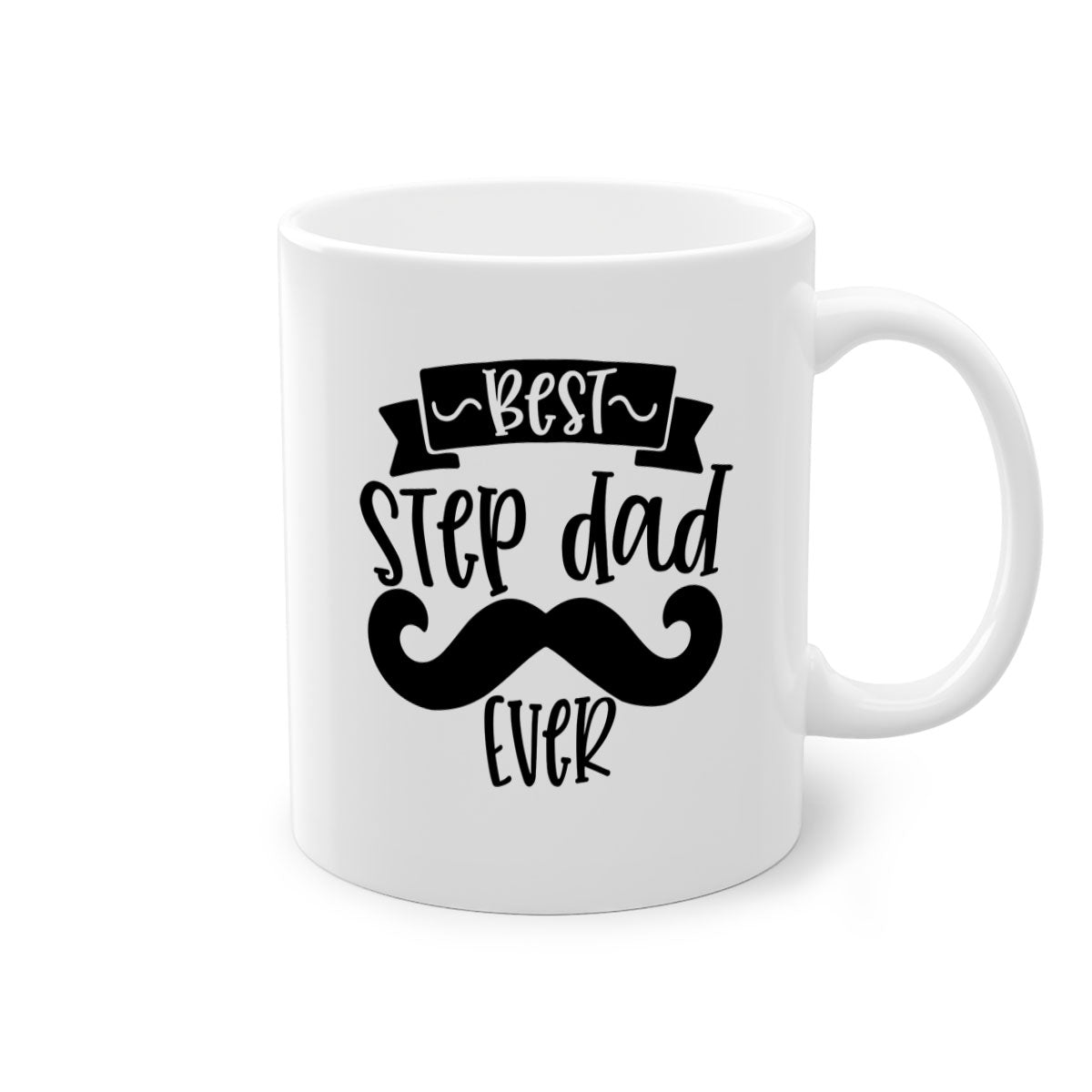 Best step dad ever mug with colorful handle and glossy finish, available in multiple colors and sizes.