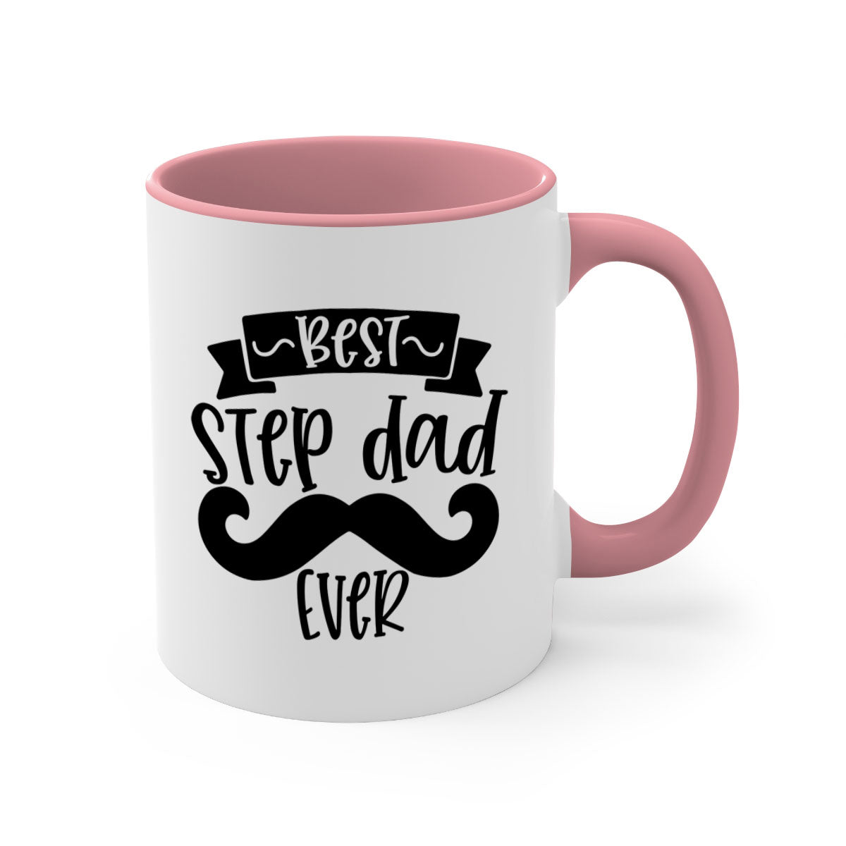 Best step dad ever mug with colorful handle and glossy finish, available in multiple colors and sizes.