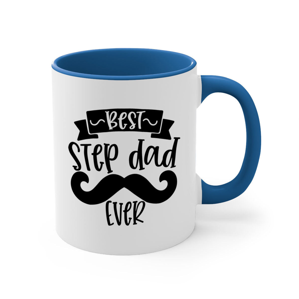 Best step dad ever mug with colorful handle and glossy finish, available in multiple colors and sizes.