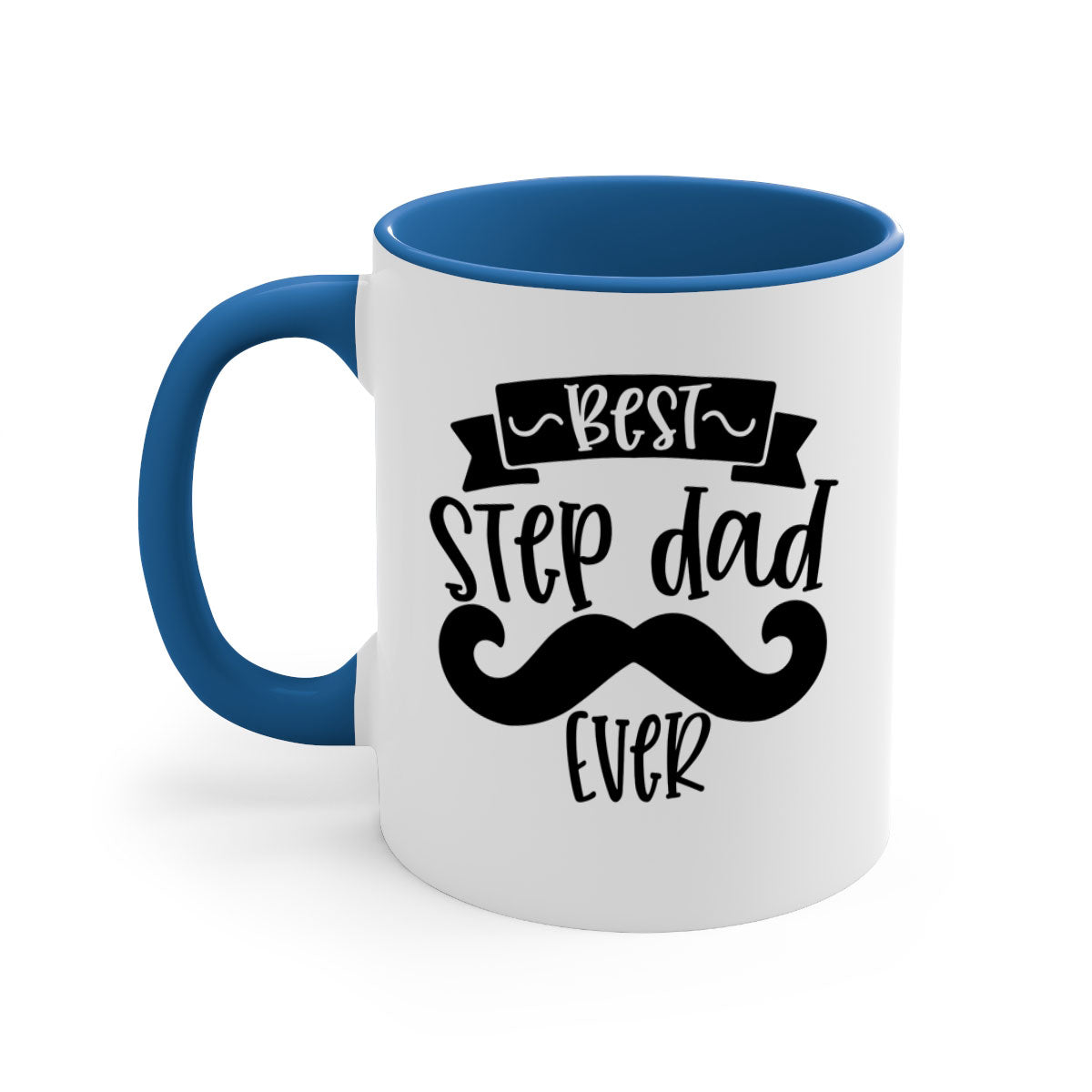 Best step dad ever mug with colorful handle and glossy finish, available in multiple colors and sizes.