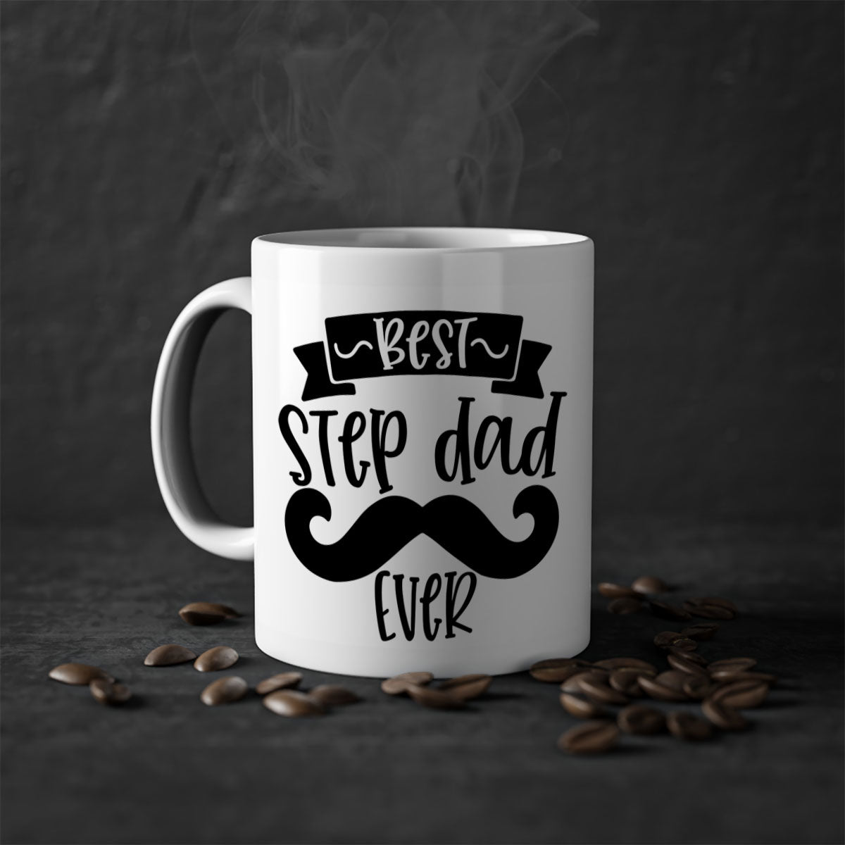 Best step dad ever mug with colorful handle and glossy finish, available in multiple colors and sizes.