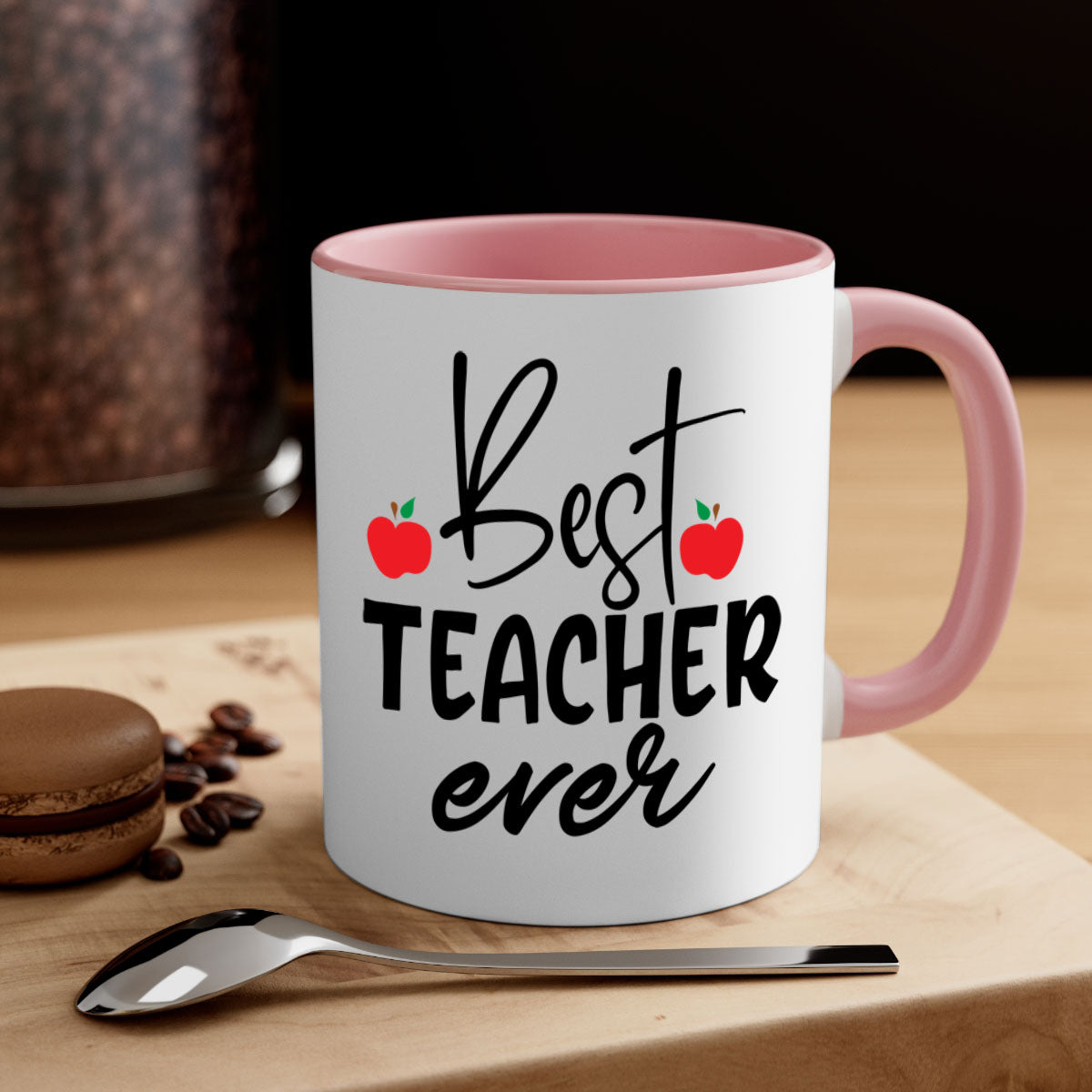 Best Teacher Ever Style 188# Mug with colorful handle and glossy finish, available in multiple colors and sizes.