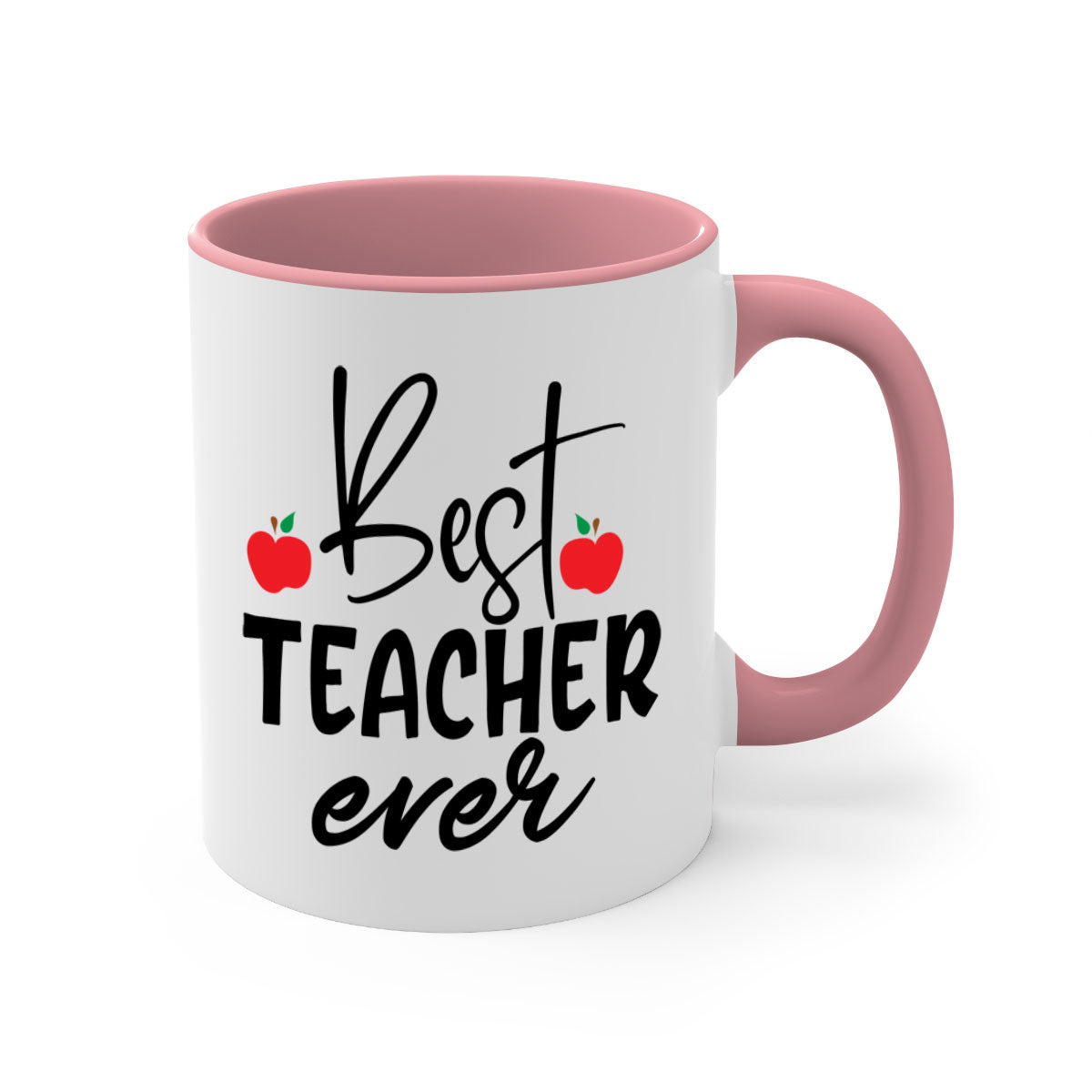 Best Teacher Ever Style 188# Mug with colorful handle and glossy finish, available in multiple colors and sizes.