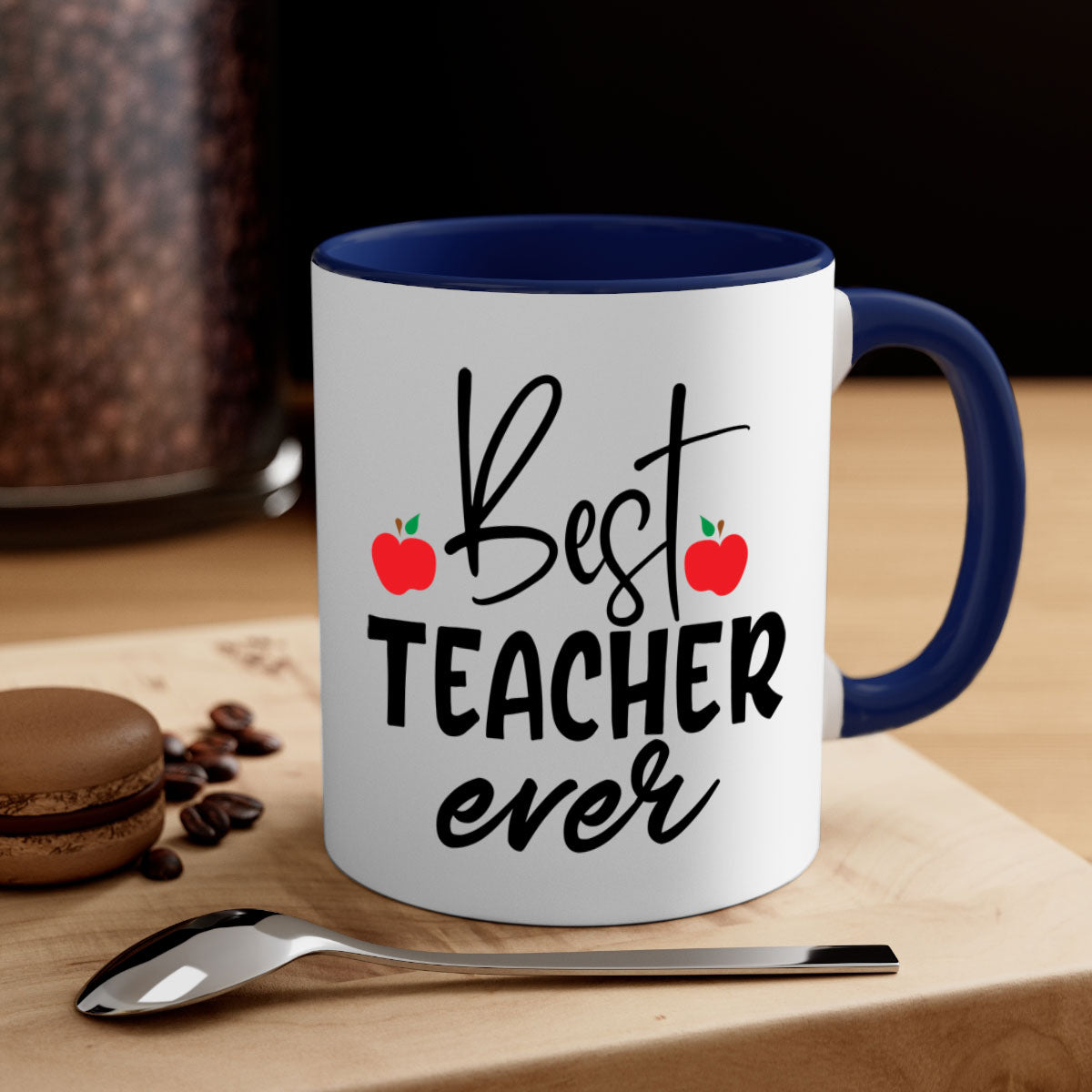 Best Teacher Ever Style 188# Mug with colorful handle and glossy finish, available in multiple colors and sizes.