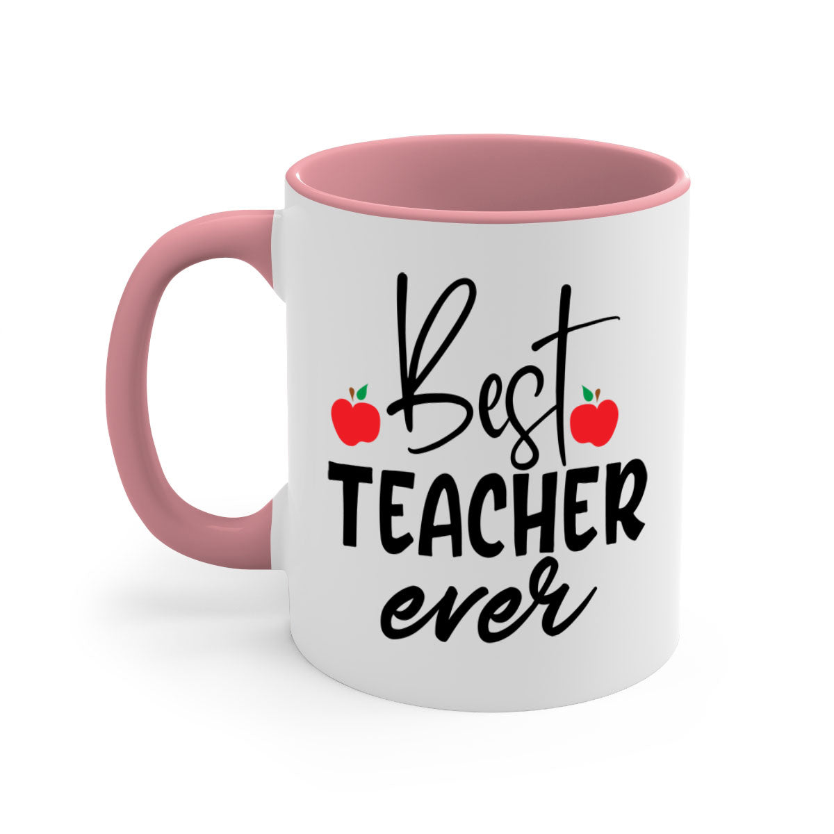 Best Teacher Ever Style 188# Mug with colorful handle and glossy finish, available in multiple colors and sizes.