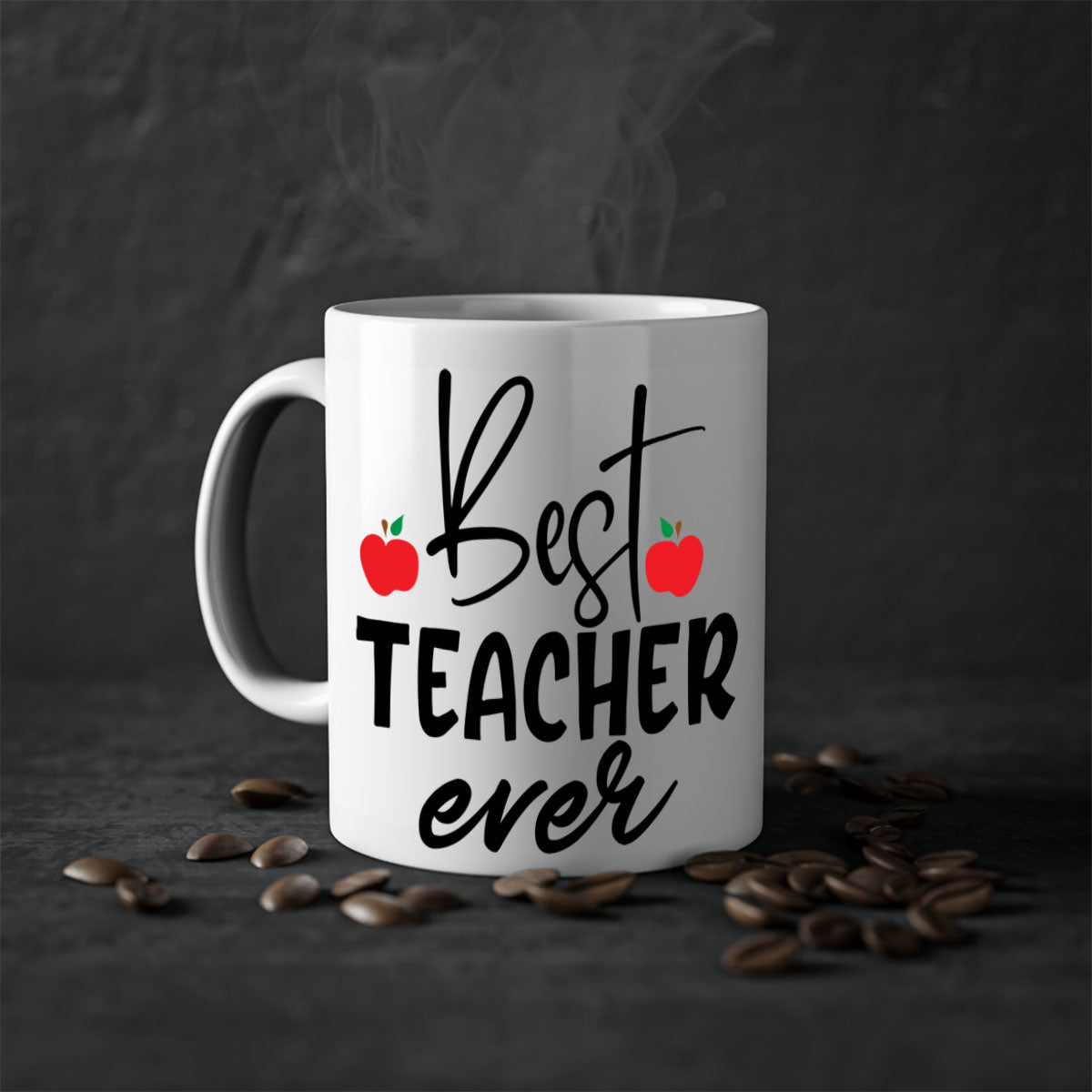 Best Teacher Ever Style 188# Mug with colorful handle and glossy finish, available in multiple colors and sizes.
