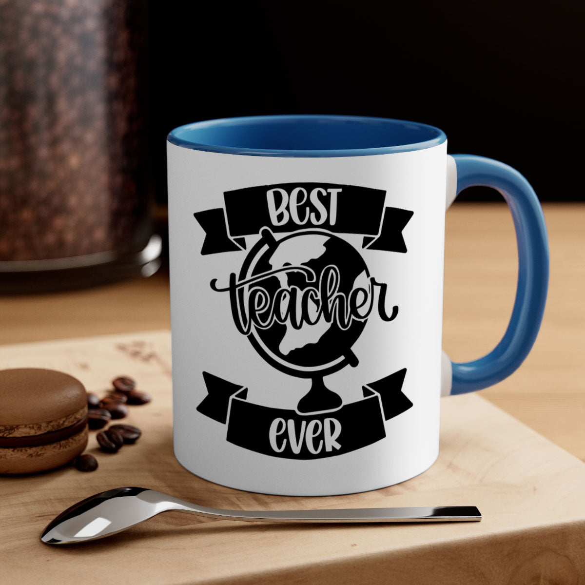 Best Teacher Ever Style 86# Mug with colorful handle and glossy finish, available in multiple colors and sizes.