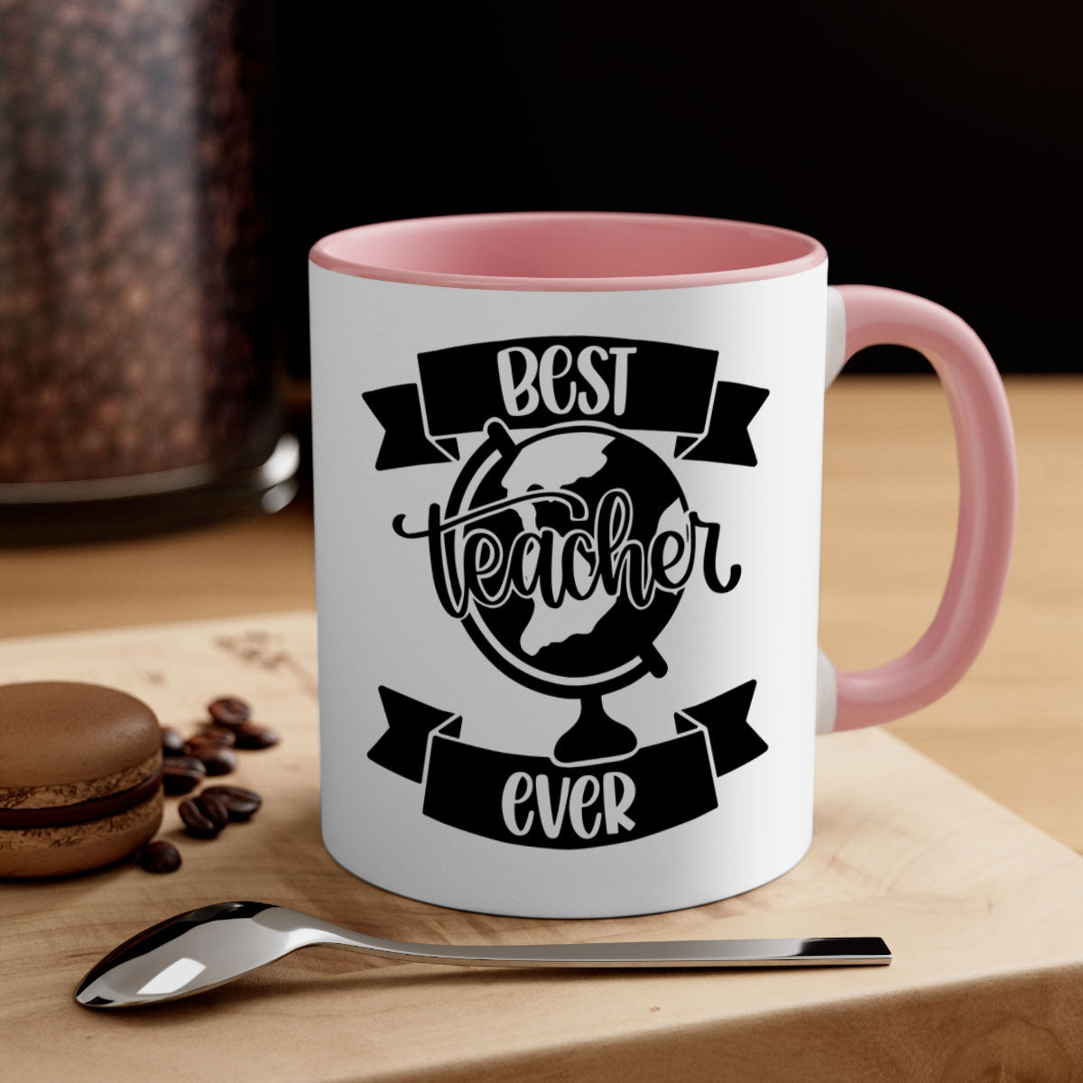 Best Teacher Ever Style 86# Mug with colorful handle and glossy finish, available in multiple colors and sizes.