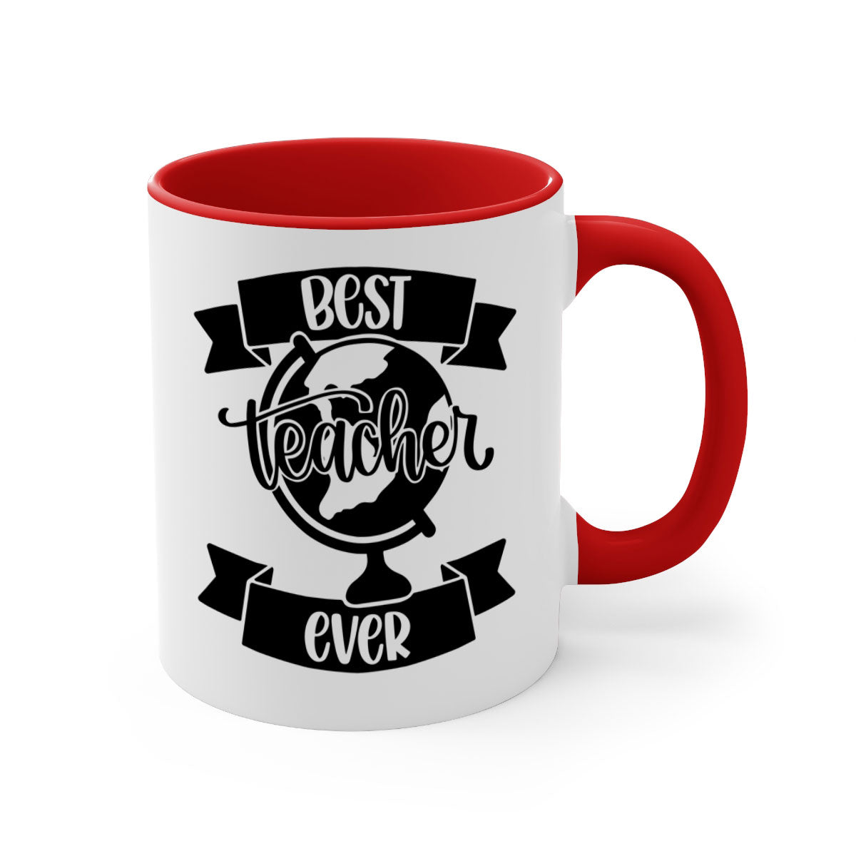 Best Teacher Ever Style 86# Mug with colorful handle and glossy finish, available in multiple colors and sizes.