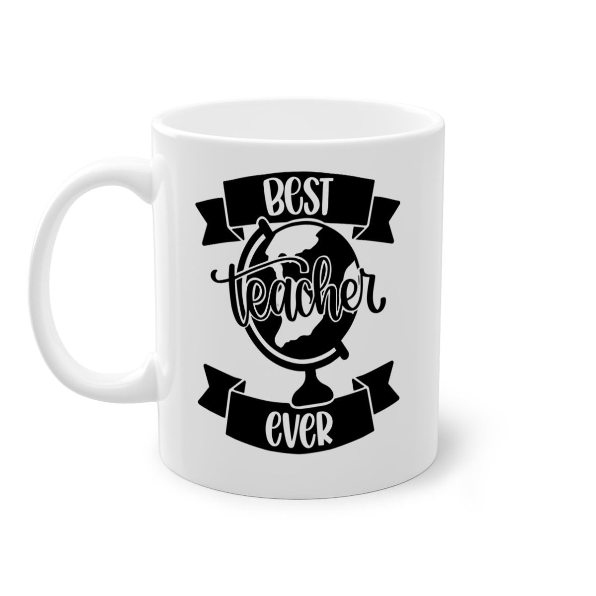 Best Teacher Ever Style 86# Mug with colorful handle and glossy finish, available in multiple colors and sizes.
