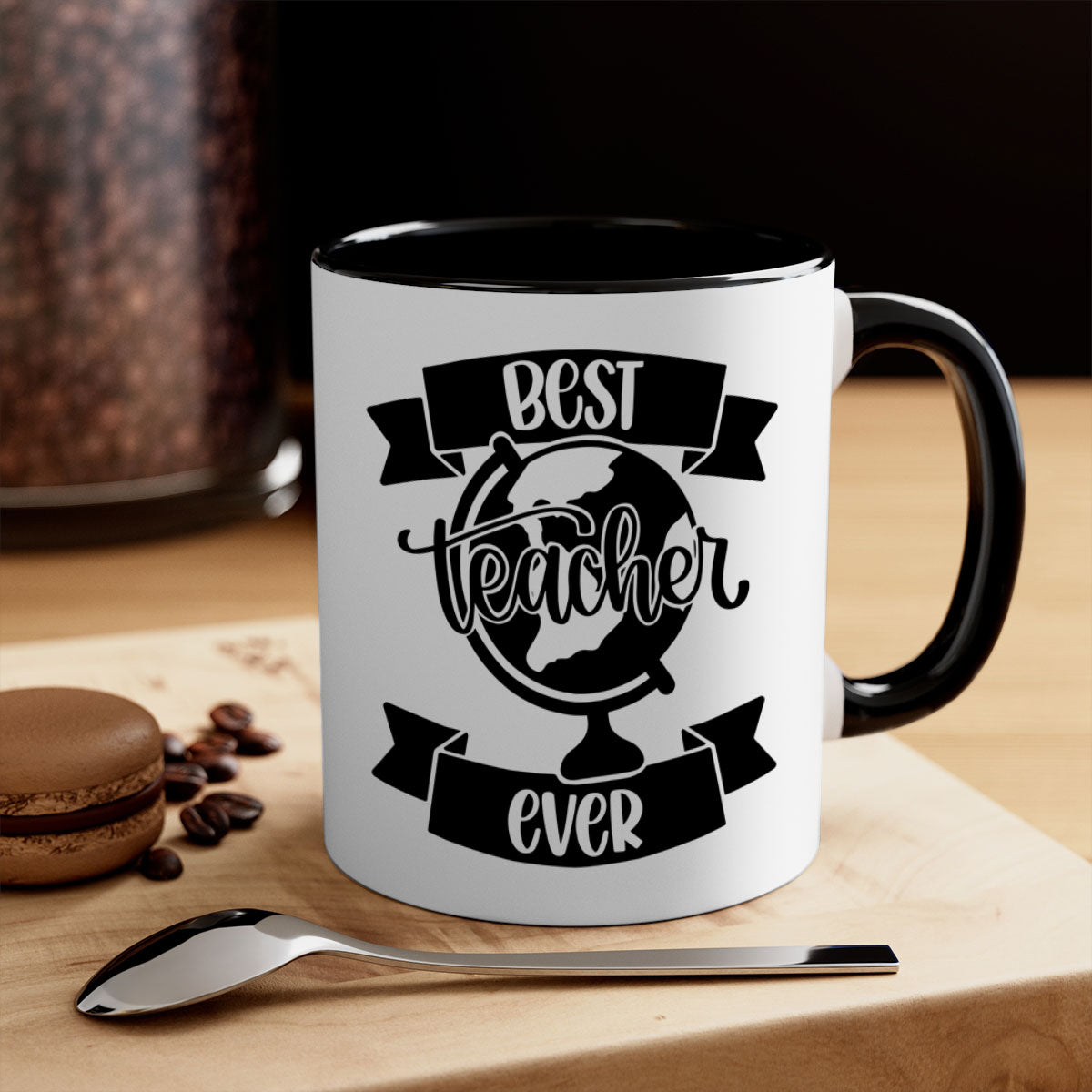 Best Teacher Ever Style 86# Mug with colorful handle and glossy finish, available in multiple colors and sizes.