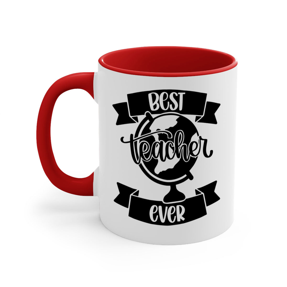 Best Teacher Ever Style 86# Mug with colorful handle and glossy finish, available in multiple colors and sizes.