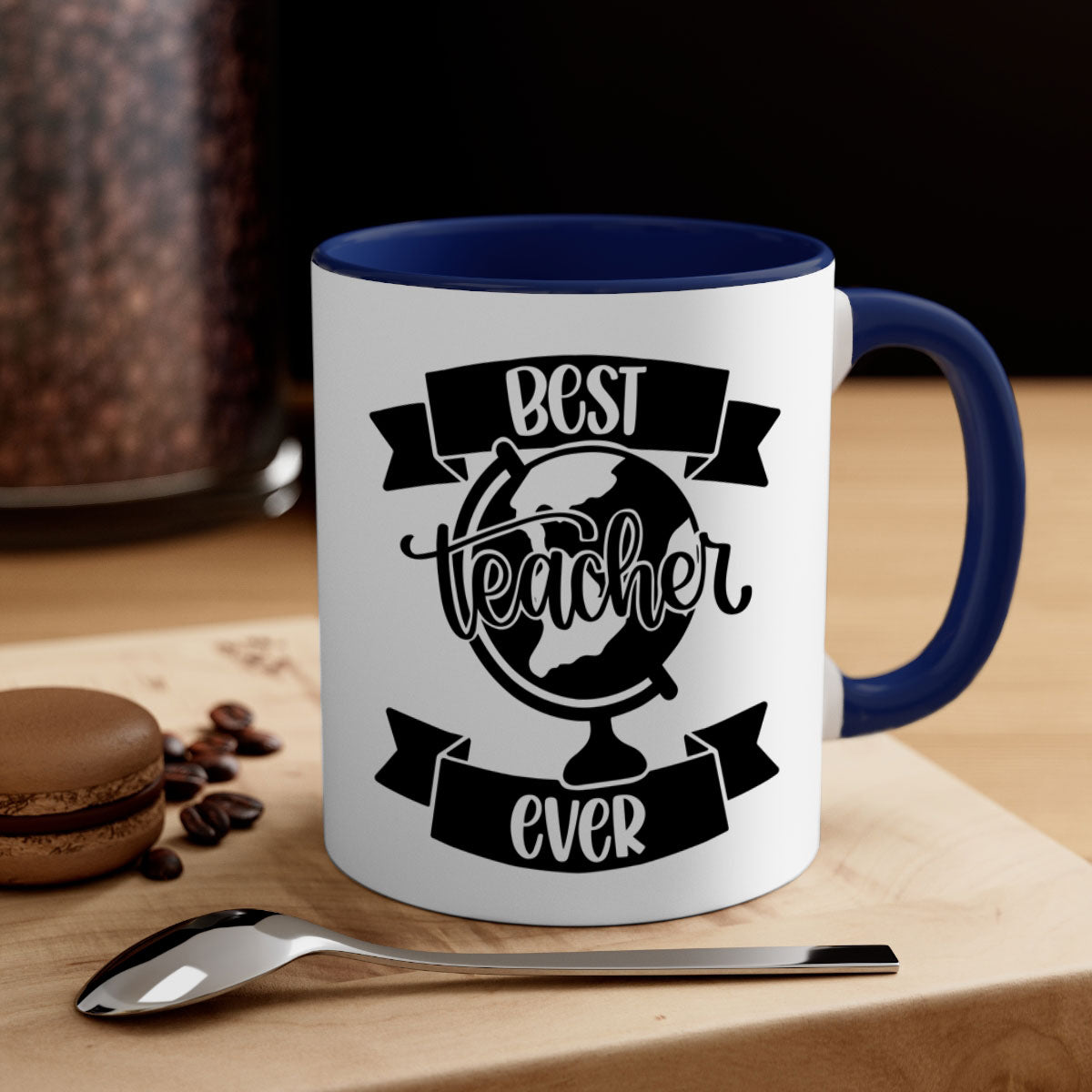 Best Teacher Ever Style 86# Mug with colorful handle and glossy finish, available in multiple colors and sizes.