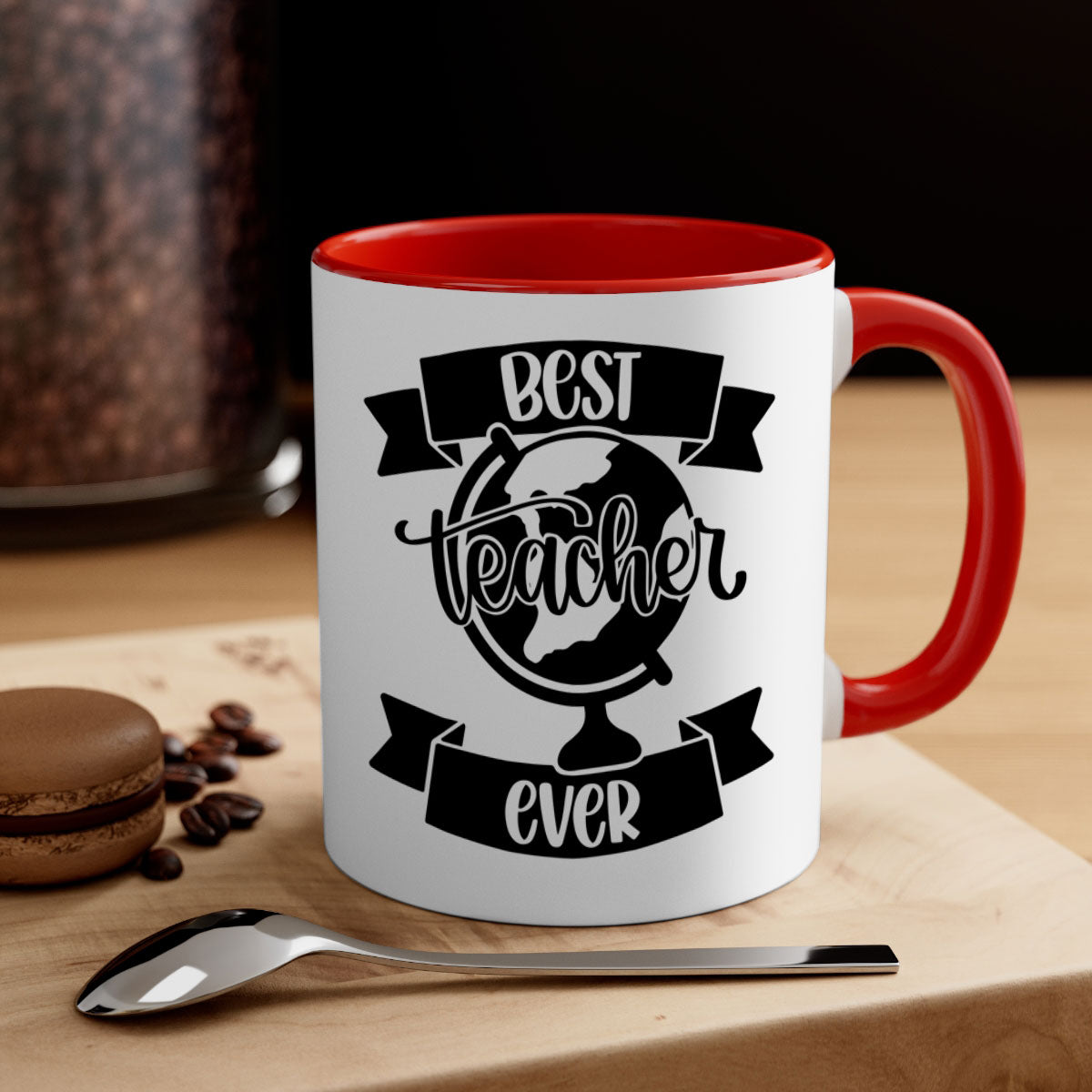 Best Teacher Ever Style 86# Mug with colorful handle and glossy finish, available in multiple colors and sizes.