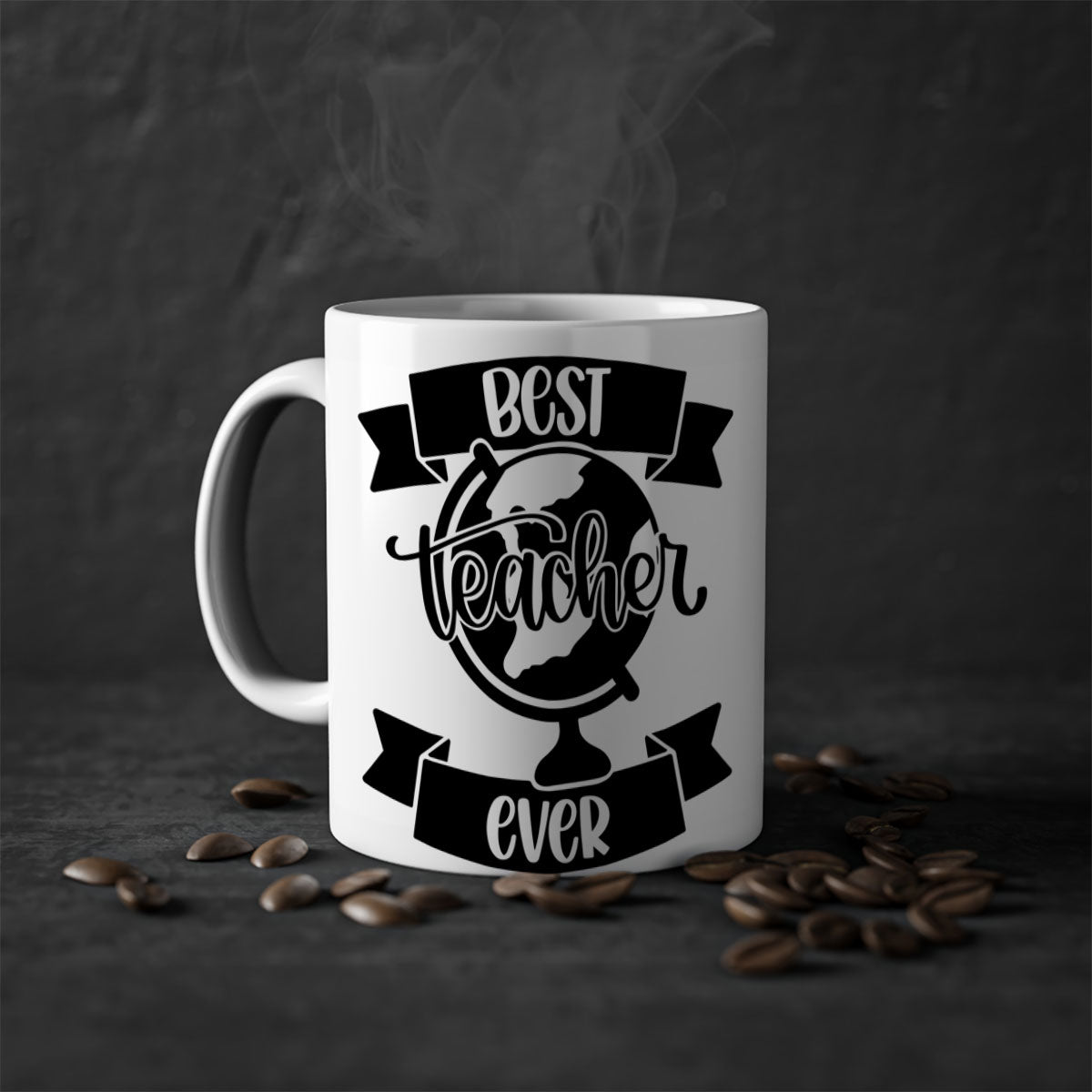 Best Teacher Ever Style 86# Mug with colorful handle and glossy finish, available in multiple colors and sizes.