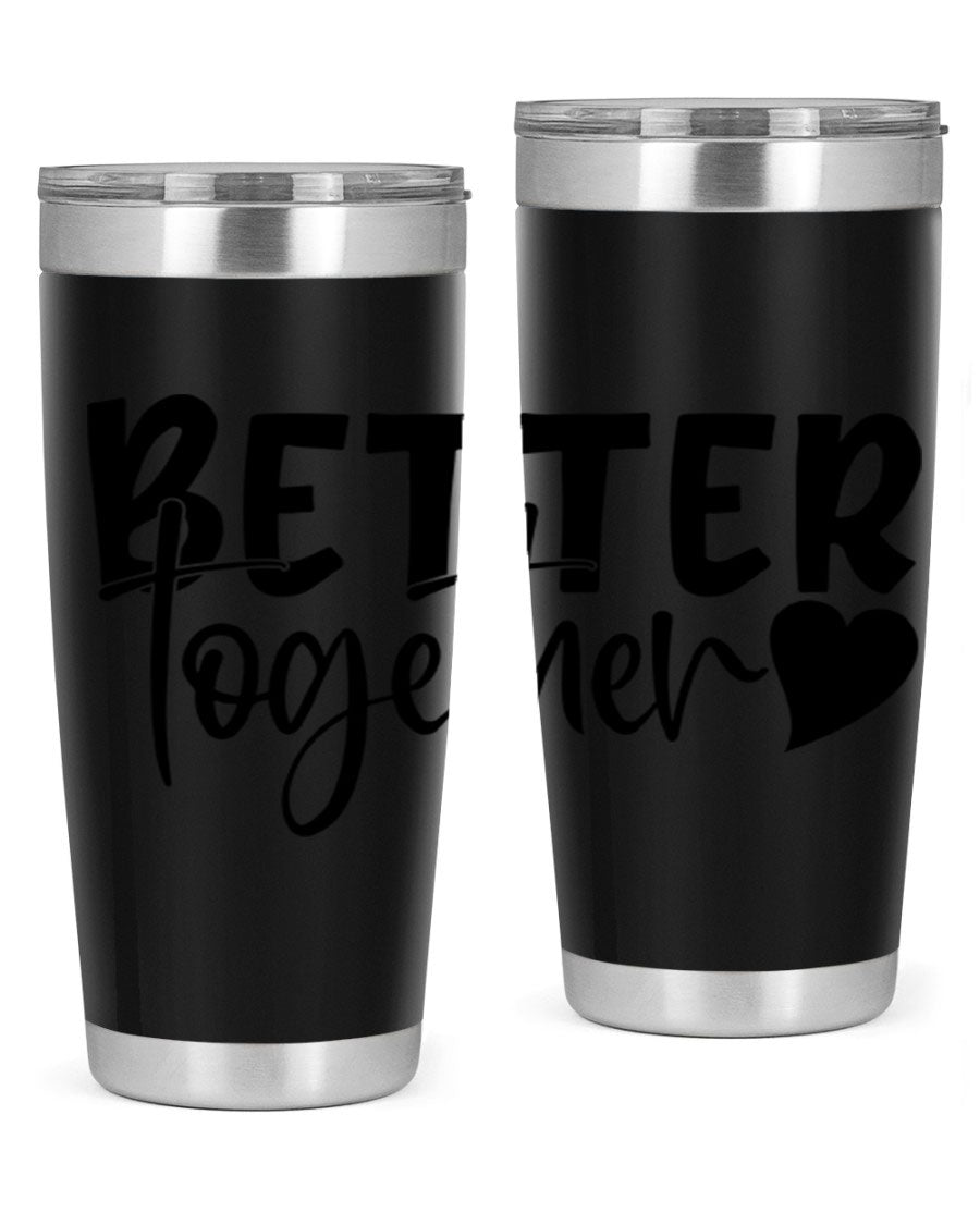 Better Together 20oz Tumbler in stainless steel with a drink-thru lid, showcasing its sleek design and double wall vacuum insulation.