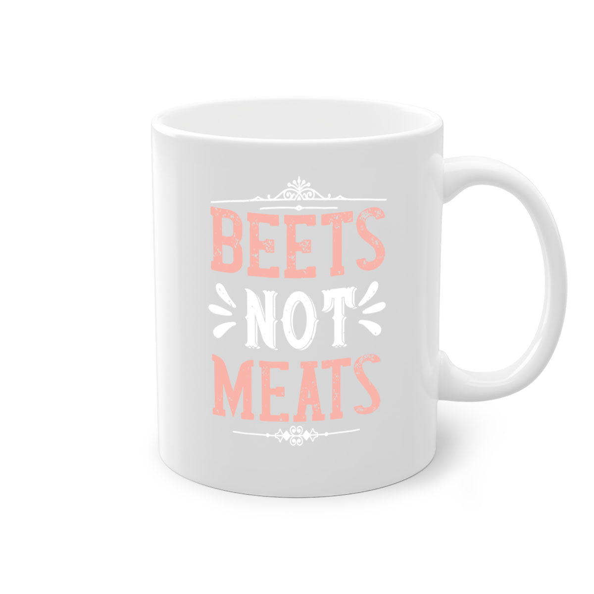 Beets Not Meats 148# Vegan Mug with colorful handle and glossy finish, available in multiple colors and sizes.