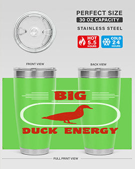 Big Duck Energy Style 6# Tumbler in stainless steel with a vibrant design, perfect for hot and cold beverages.