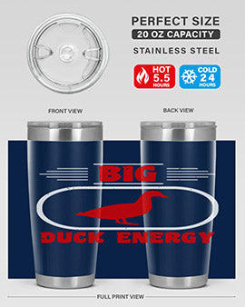 Big Duck Energy Style 6# Tumbler in stainless steel with a vibrant design, perfect for hot and cold beverages.