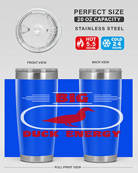 Big Duck Energy Style 6# Tumbler in stainless steel with a vibrant design, perfect for hot and cold beverages.