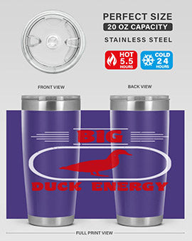 Big Duck Energy Style 6# Tumbler in stainless steel with a vibrant design, perfect for hot and cold beverages.
