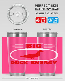 Big Duck Energy Style 6# Tumbler in stainless steel with a vibrant design, perfect for hot and cold beverages.