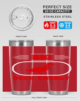 Big Duck Energy Style 6# Tumbler in stainless steel with a vibrant design, perfect for hot and cold beverages.