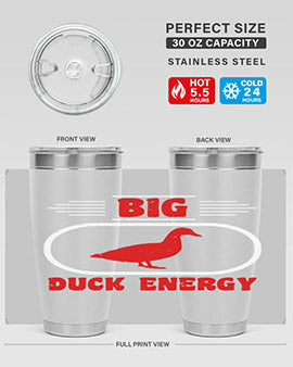 Big Duck Energy Style 6# Tumbler in stainless steel with a vibrant design, perfect for hot and cold beverages.