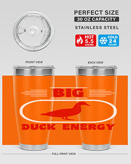 Big Duck Energy Style 6# Tumbler in stainless steel with a vibrant design, perfect for hot and cold beverages.