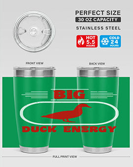 Big Duck Energy Style 6# Tumbler in stainless steel with a vibrant design, perfect for hot and cold beverages.