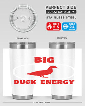 Big Duck Energy Style 6# Tumbler in stainless steel with a vibrant design, perfect for hot and cold beverages.