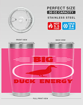 Big Duck Energy Style 6# Tumbler in stainless steel with a vibrant design, perfect for hot and cold beverages.