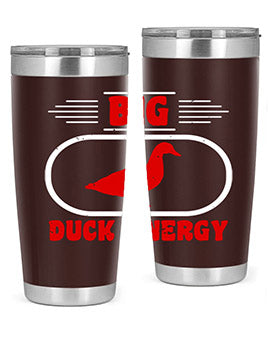 Big Duck Energy Style 6# Tumbler in stainless steel with a vibrant design, perfect for hot and cold beverages.