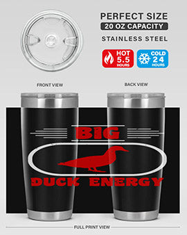 Big Duck Energy Style 6# Tumbler in stainless steel with a vibrant design, perfect for hot and cold beverages.