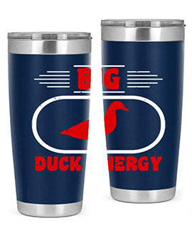 Big Duck Energy Style 6# Tumbler in stainless steel with a vibrant design, perfect for hot and cold beverages.