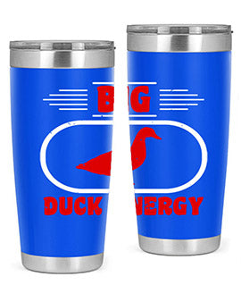 Big Duck Energy Style 6# Tumbler in stainless steel with a vibrant design, perfect for hot and cold beverages.