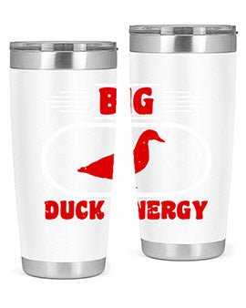 Big Duck Energy Style 6# Tumbler in stainless steel with a vibrant design, perfect for hot and cold beverages.