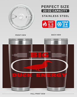 Big Duck Energy Style 6# Tumbler in stainless steel with a vibrant design, perfect for hot and cold beverages.