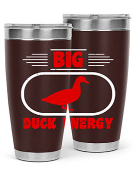 Big Duck Energy Style 6# Tumbler in stainless steel with a vibrant design, perfect for hot and cold beverages.