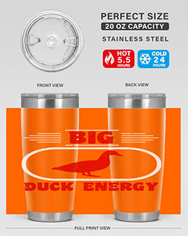 Big Duck Energy Style 6# Tumbler in stainless steel with a vibrant design, perfect for hot and cold beverages.