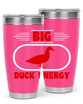 Big Duck Energy Style 6# Tumbler in stainless steel with a vibrant design, perfect for hot and cold beverages.