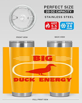 Big Duck Energy Style 6# Tumbler in stainless steel with a vibrant design, perfect for hot and cold beverages.