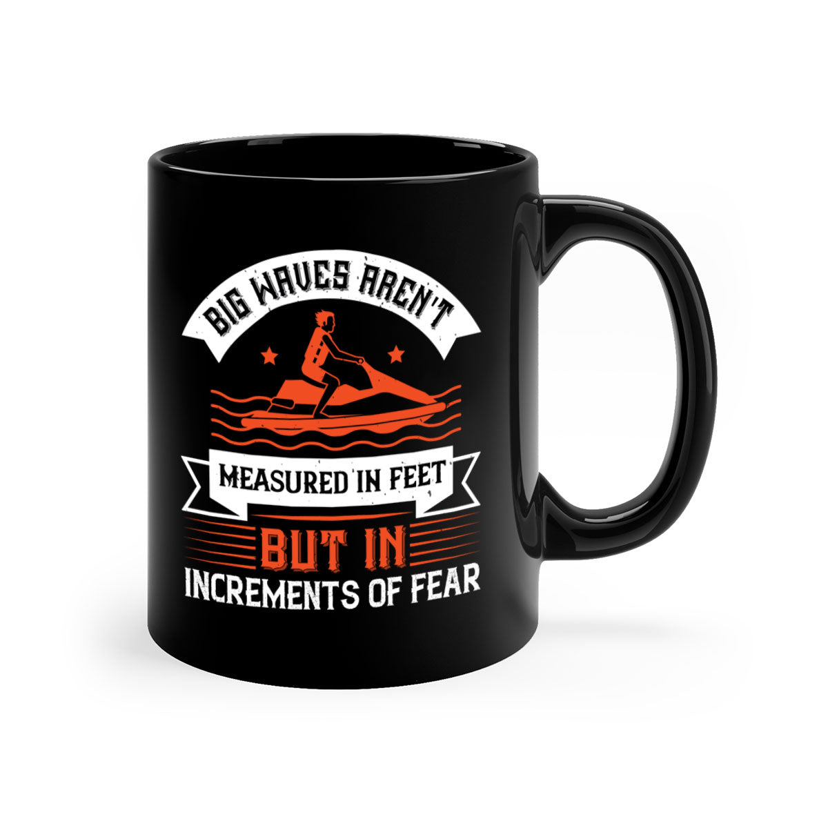 Big Waves Mug featuring a glossy finish, colored handle, and interior, available in multiple colors and sizes.