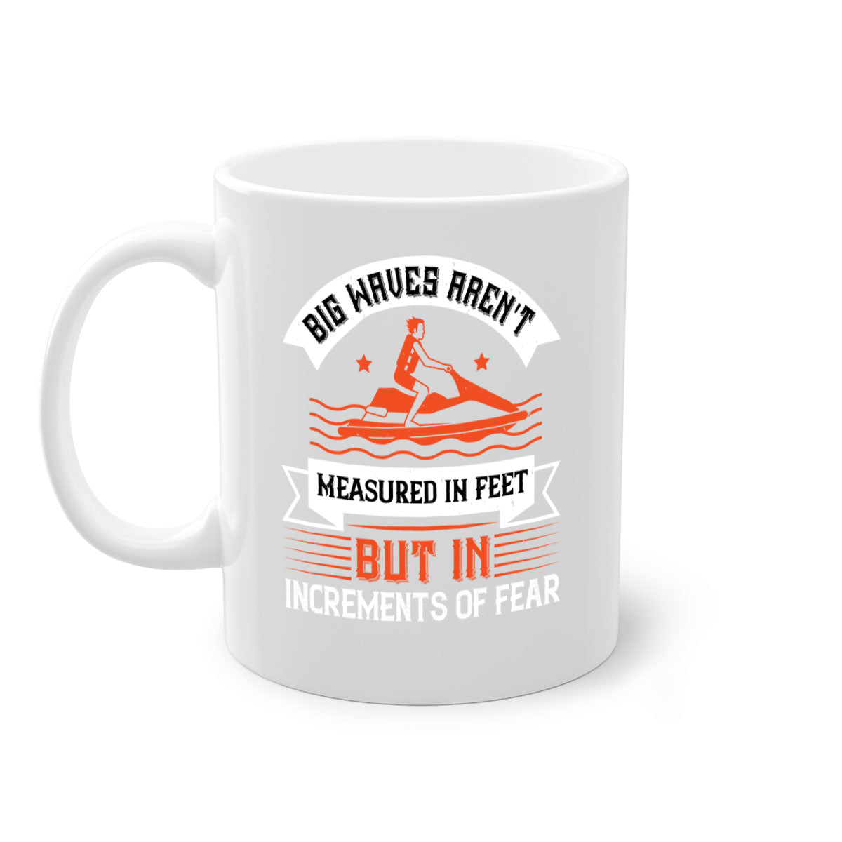 Big Waves Mug featuring a glossy finish, colored handle, and interior, available in multiple colors and sizes.