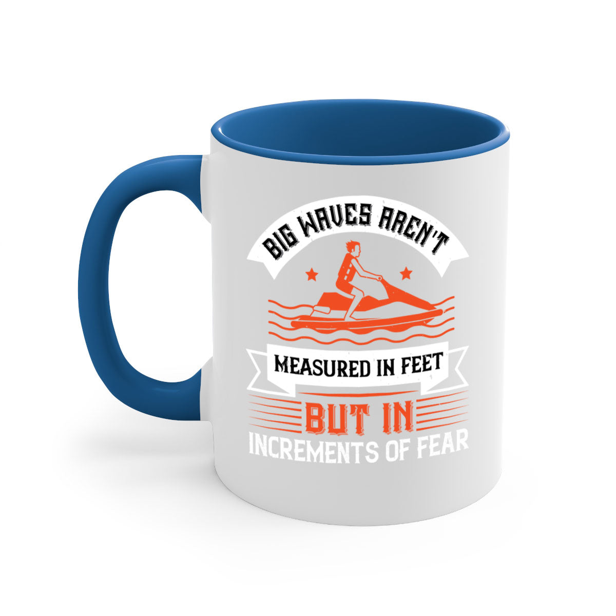 Big Waves Mug featuring a glossy finish, colored handle, and interior, available in multiple colors and sizes.