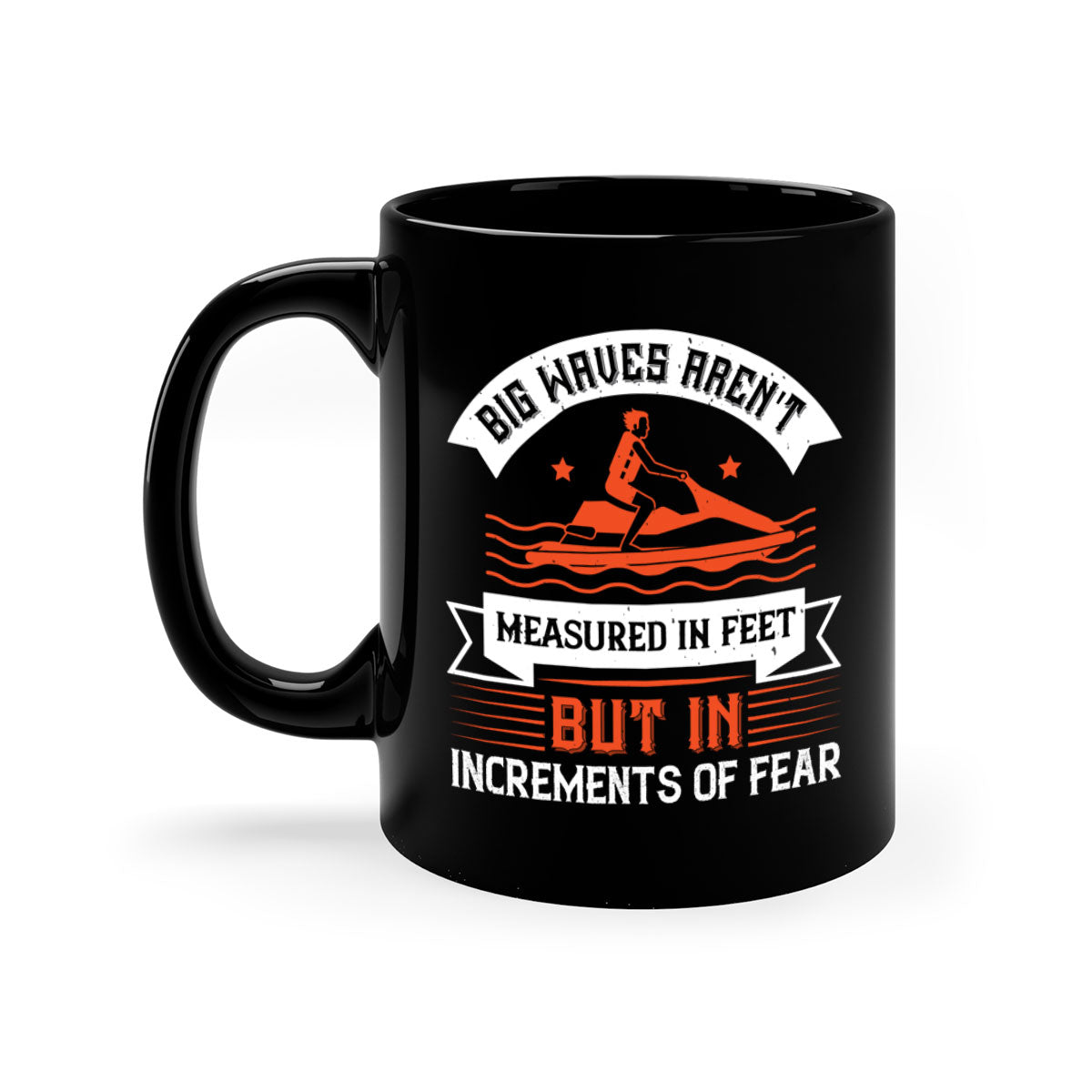 Big Waves Mug featuring a glossy finish, colored handle, and interior, available in multiple colors and sizes.