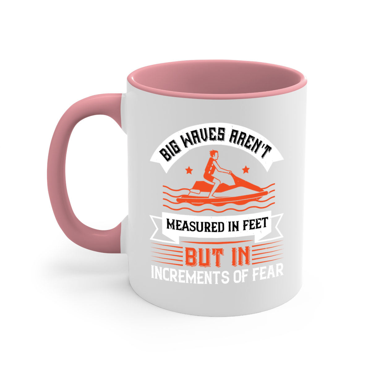 Big Waves Mug featuring a glossy finish, colored handle, and interior, available in multiple colors and sizes.