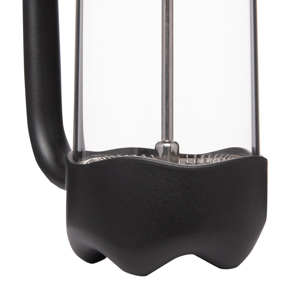 BiggCoffee FY92 French Press 350 ML aus Edelstahl und Borosilikatglas mit hitzebeständigem Kunststoffgriff, ideal für aromatischen Kaffee.