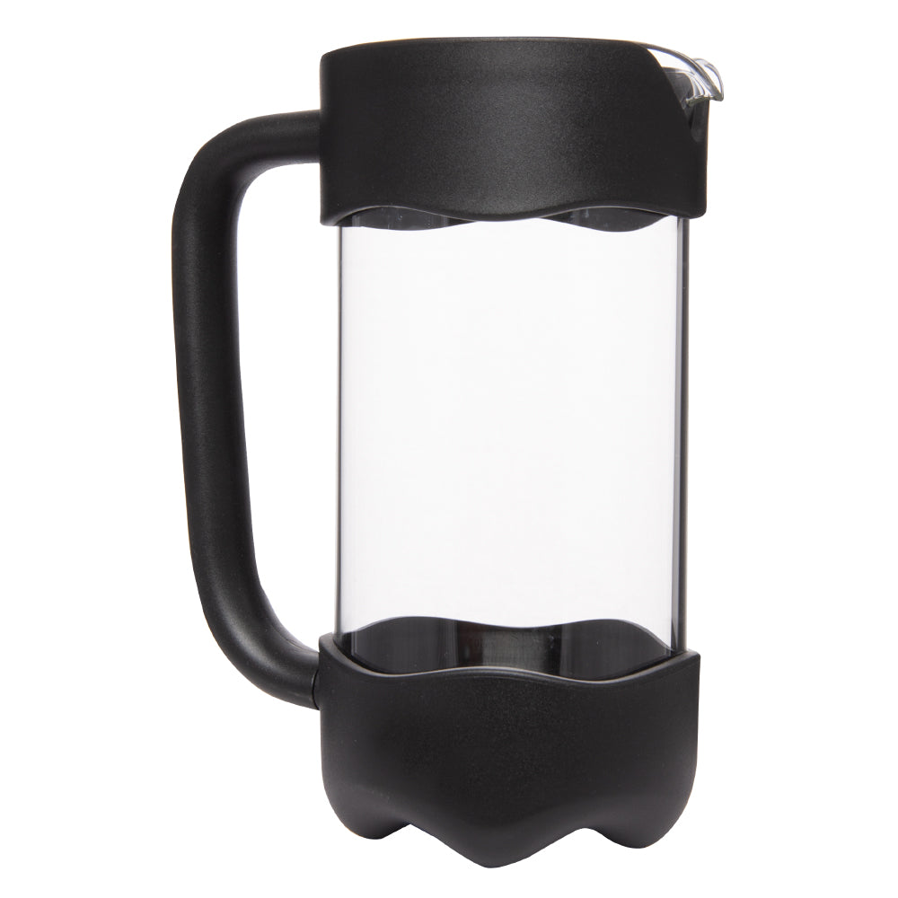 BiggCoffee FY92 French Press 350 ML aus Edelstahl und Borosilikatglas mit hitzebeständigem Kunststoffgriff, ideal für aromatischen Kaffee.