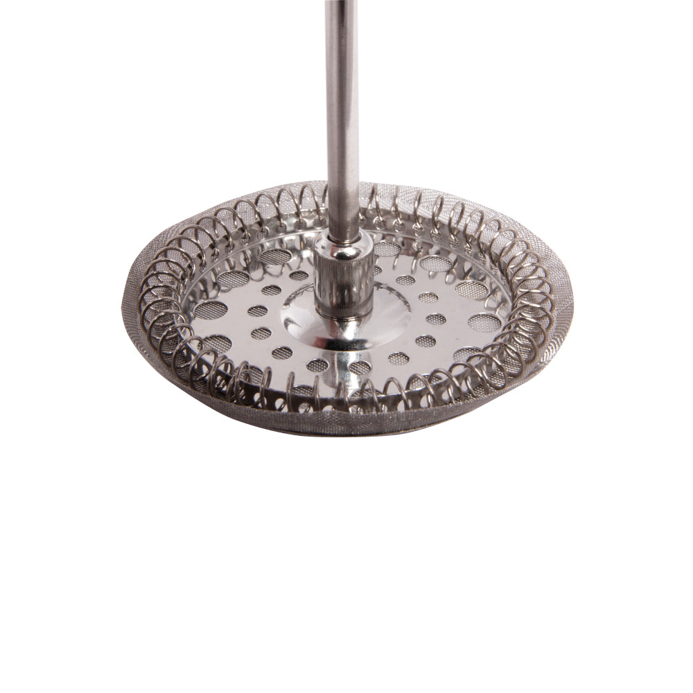 BiggCoffee FY92 French Press 350 ML aus Edelstahl und Borosilikatglas mit hitzebeständigem Kunststoffgriff, ideal für aromatischen Kaffee.